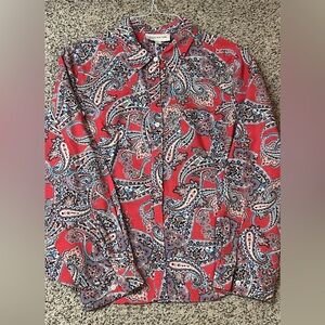 Jones New York Red Paisley Blouse
